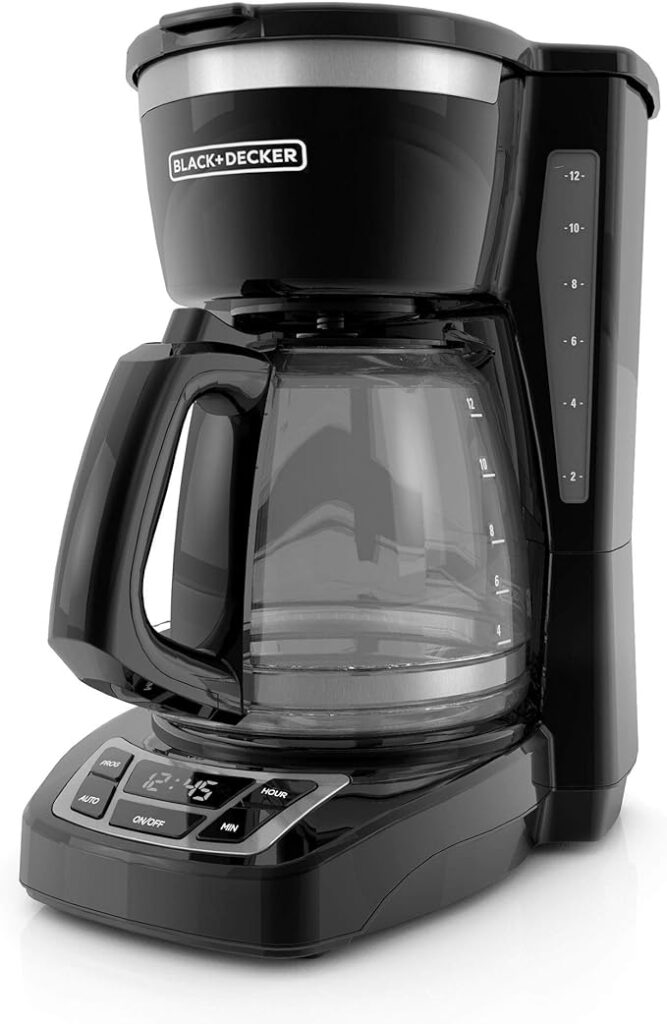 Buy BLACK+DECKER 12-Cup Digital Coffee Maker, CM1160B, Programmable, Washable Basket Filter, Sneak-A-Cup, Auto Brew, Water Window, Keep Hot Plate, Black